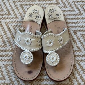 Jack Rogers Cream Leather Sandals